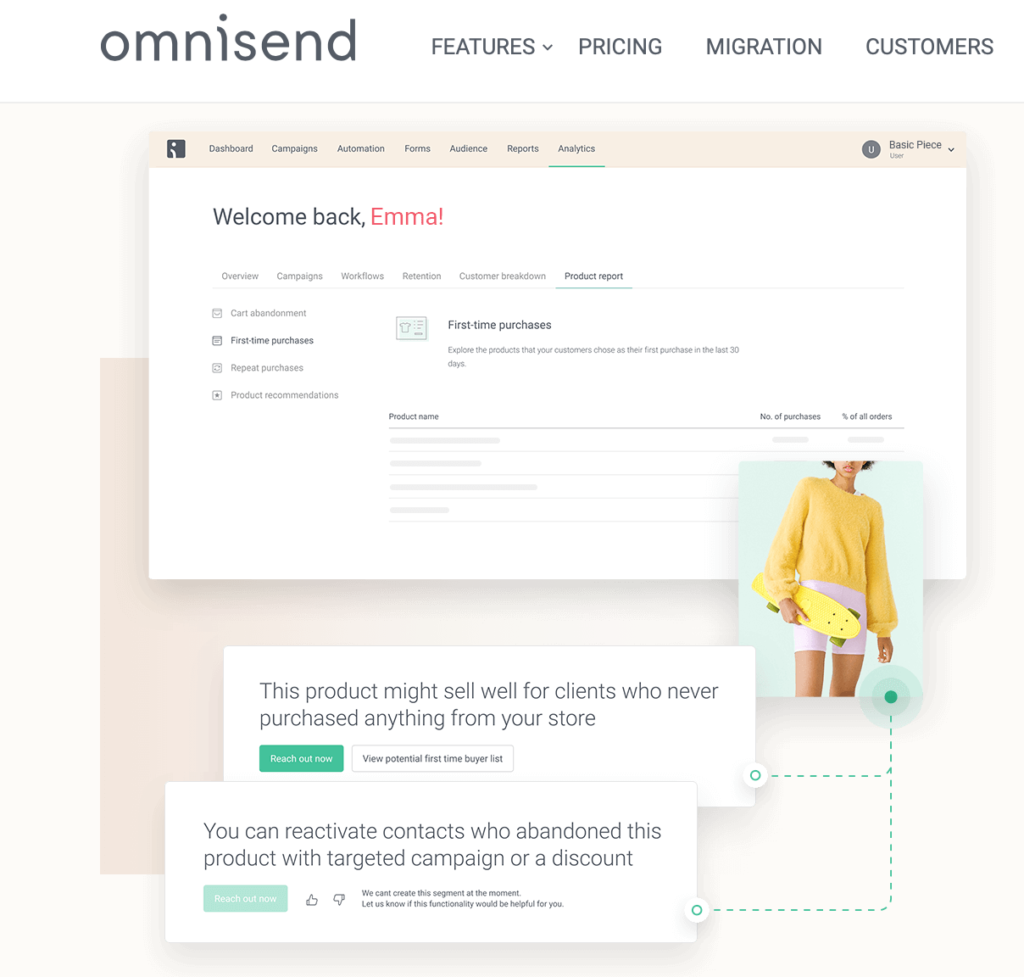 Omnisend dashboard overview
