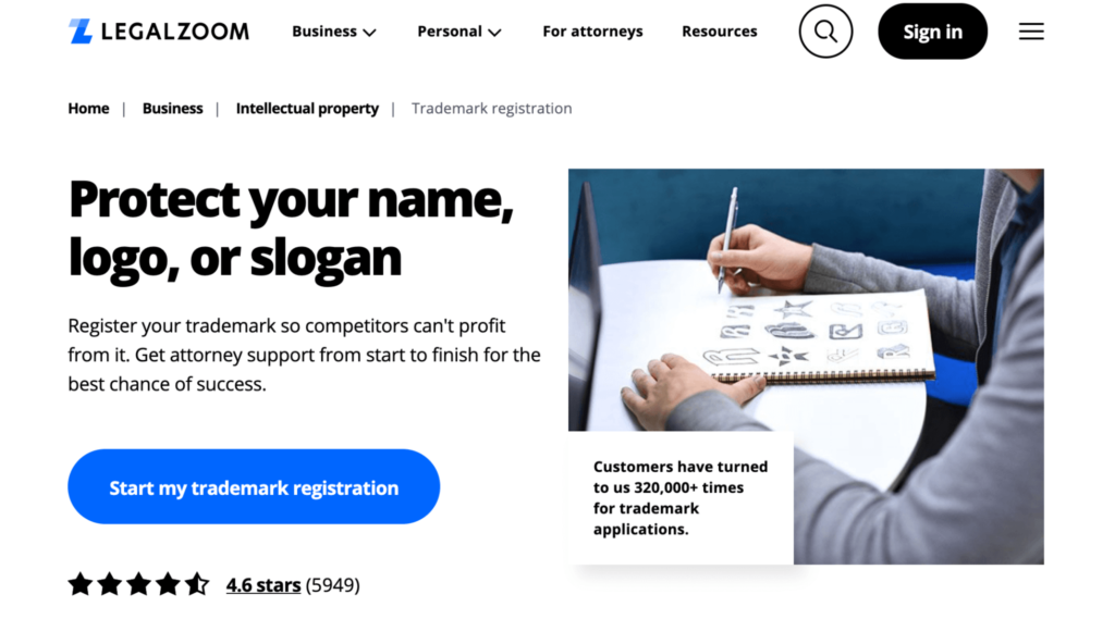 Trademark website on sale