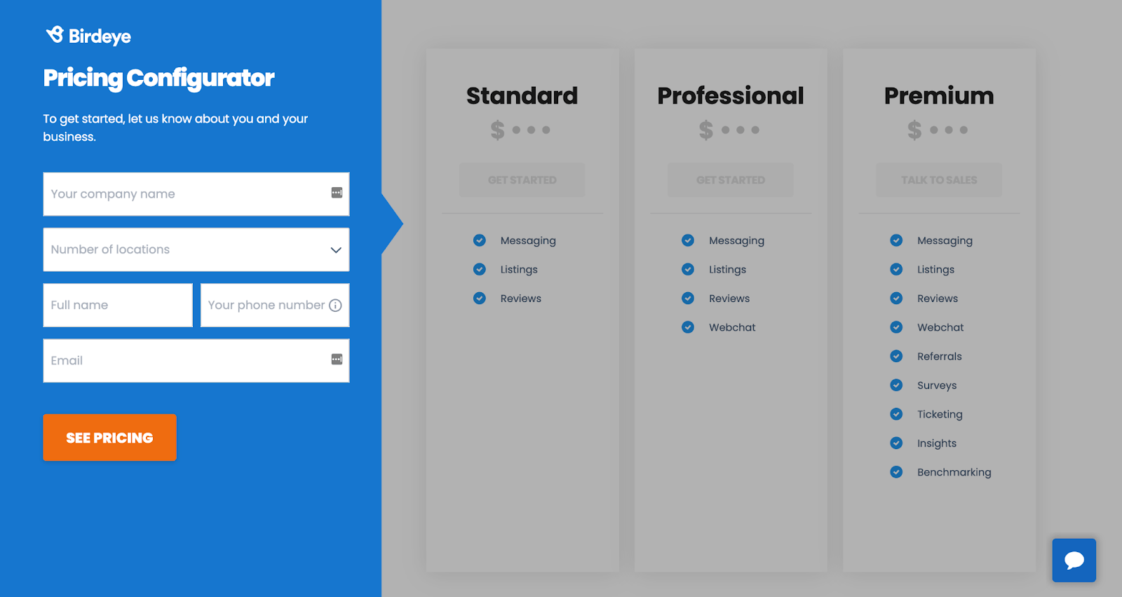 Birdeye pricing configurator