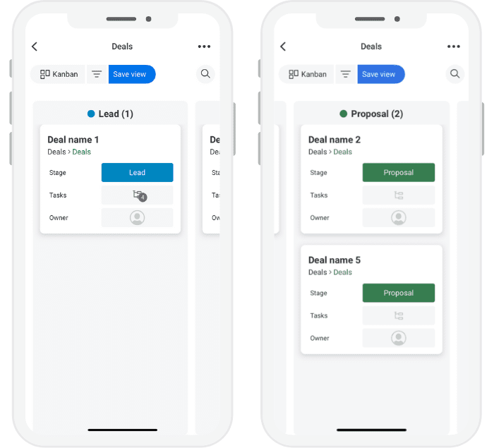 Tracking leads on mobile in Monday Sales CRM