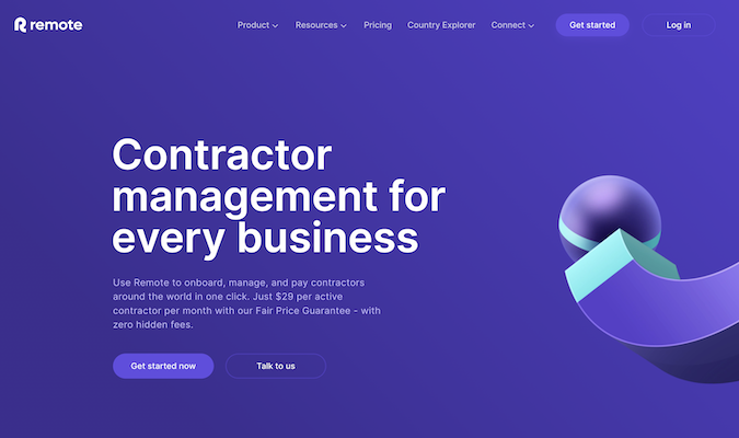 Remote landing page for contractor management